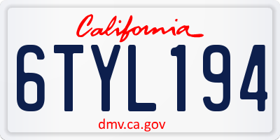 CA license plate 6TYL194