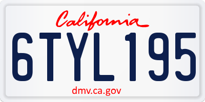 CA license plate 6TYL195