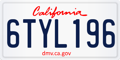 CA license plate 6TYL196