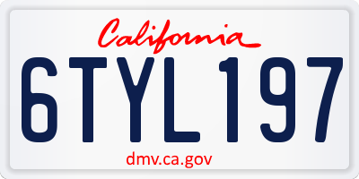 CA license plate 6TYL197
