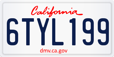 CA license plate 6TYL199