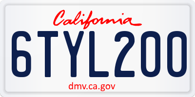 CA license plate 6TYL200