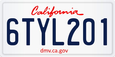 CA license plate 6TYL201