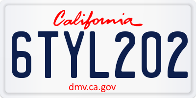 CA license plate 6TYL202