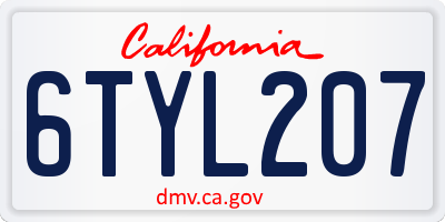 CA license plate 6TYL207