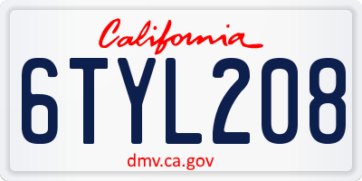 CA license plate 6TYL208