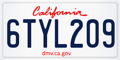 CA license plate 6TYL209