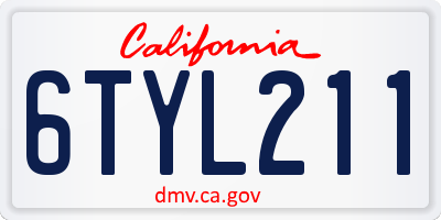 CA license plate 6TYL211