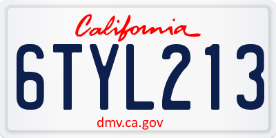 CA license plate 6TYL213