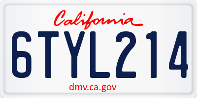 CA license plate 6TYL214