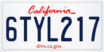 CA license plate 6TYL217