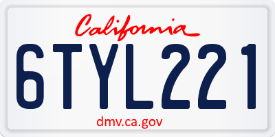 CA license plate 6TYL221