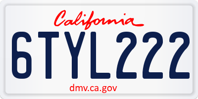 CA license plate 6TYL222