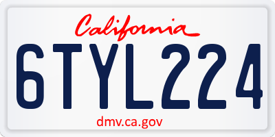 CA license plate 6TYL224
