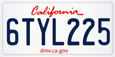 CA license plate 6TYL225