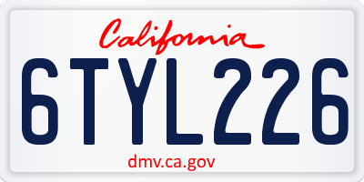 CA license plate 6TYL226