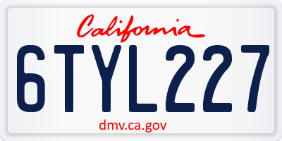 CA license plate 6TYL227