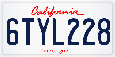 CA license plate 6TYL228