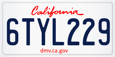 CA license plate 6TYL229