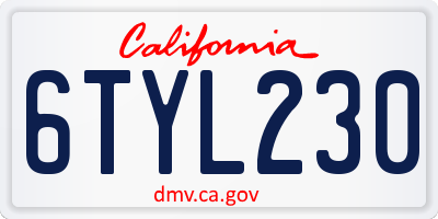 CA license plate 6TYL230