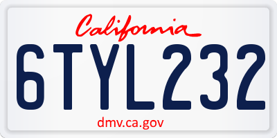 CA license plate 6TYL232
