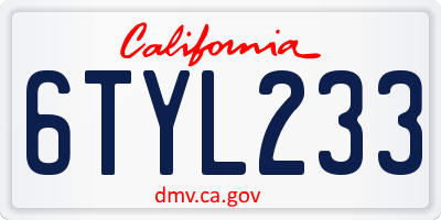CA license plate 6TYL233