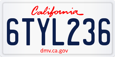 CA license plate 6TYL236