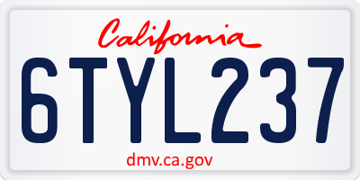 CA license plate 6TYL237