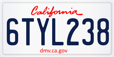 CA license plate 6TYL238