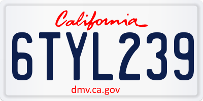 CA license plate 6TYL239