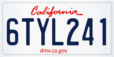 CA license plate 6TYL241