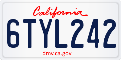 CA license plate 6TYL242