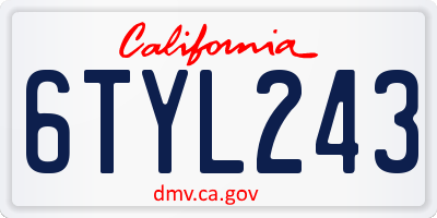 CA license plate 6TYL243