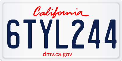 CA license plate 6TYL244