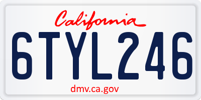 CA license plate 6TYL246