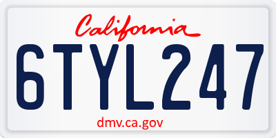 CA license plate 6TYL247