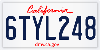 CA license plate 6TYL248