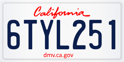 CA license plate 6TYL251
