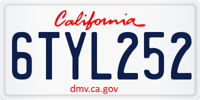 CA license plate 6TYL252