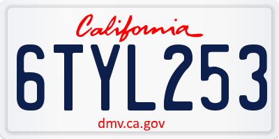 CA license plate 6TYL253