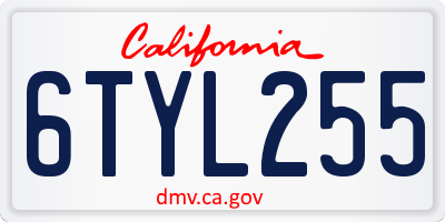 CA license plate 6TYL255