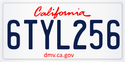 CA license plate 6TYL256