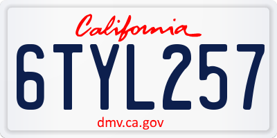 CA license plate 6TYL257