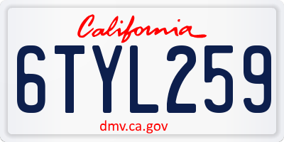 CA license plate 6TYL259