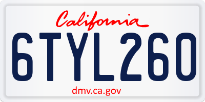 CA license plate 6TYL260