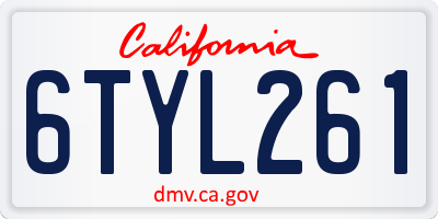 CA license plate 6TYL261