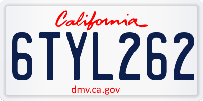 CA license plate 6TYL262