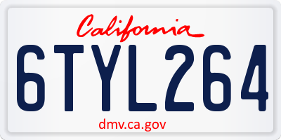 CA license plate 6TYL264