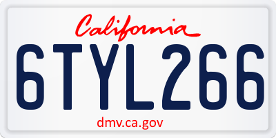 CA license plate 6TYL266
