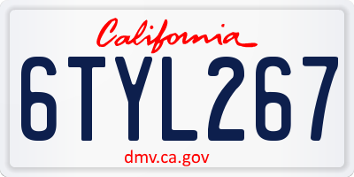 CA license plate 6TYL267